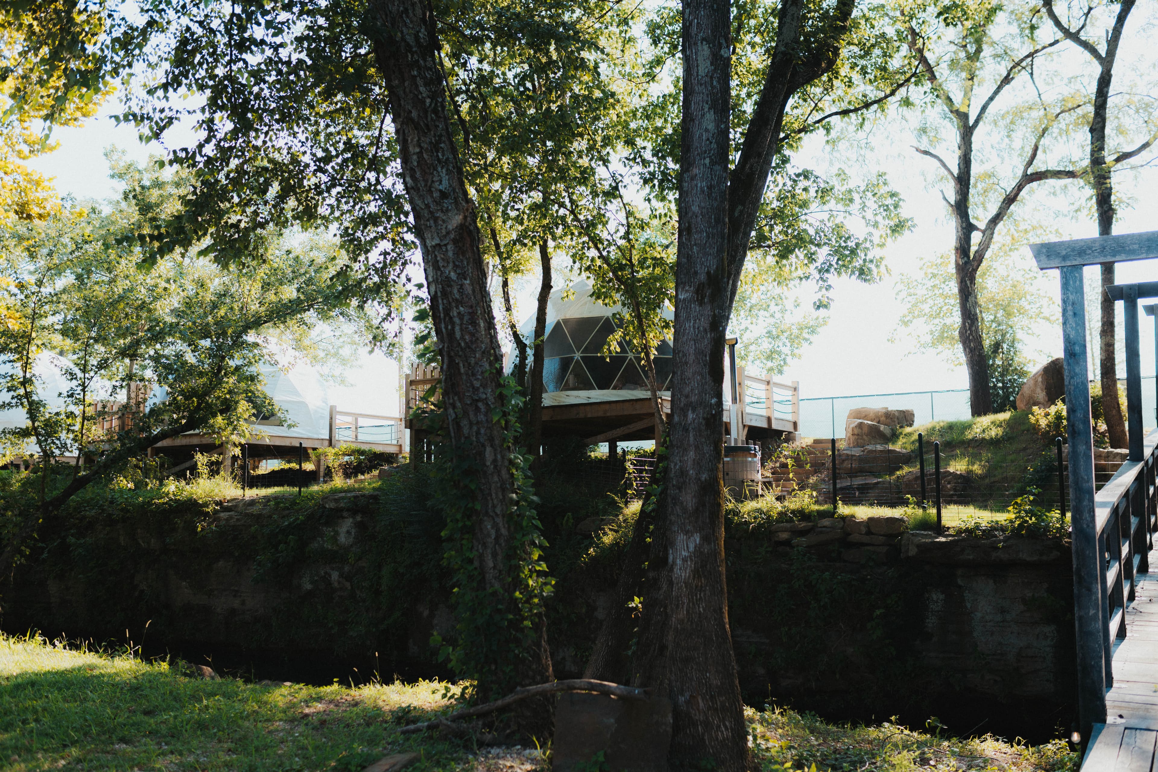 Glamping dome in a scenic landscape