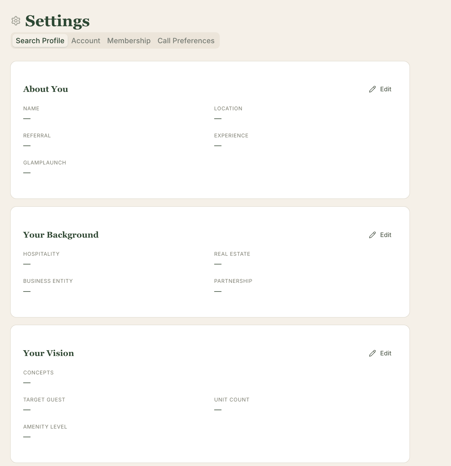 Your Search Profile